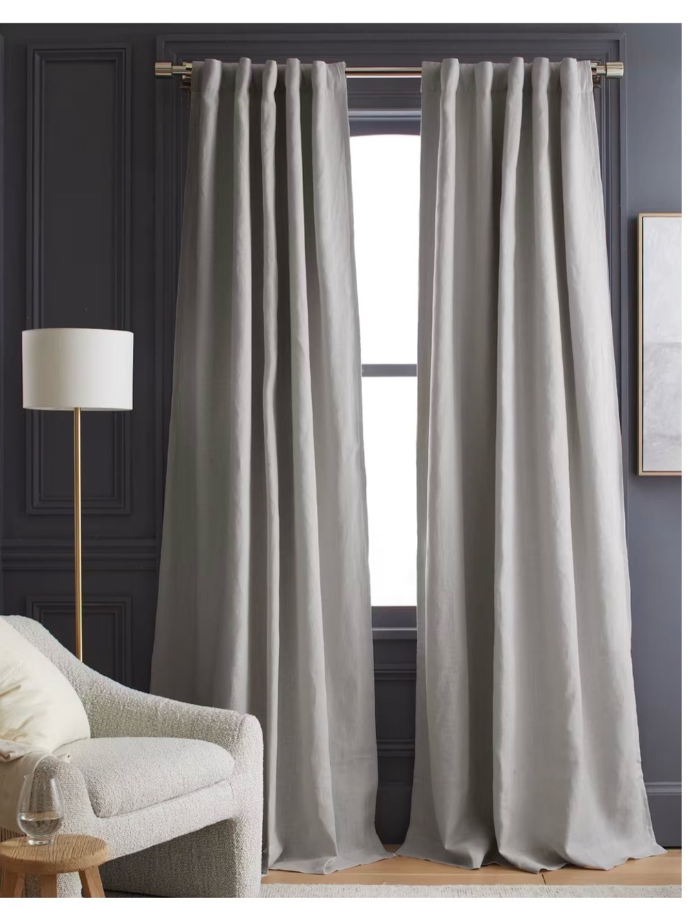 Quince European Luxe Heavyweight Linen Curtain Cloud 48x96